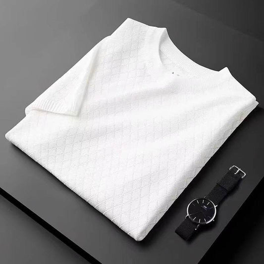 Buycenter Men's Ice Silk Summer Sweater - Thin Cut-out Top for Adults - Buy Center