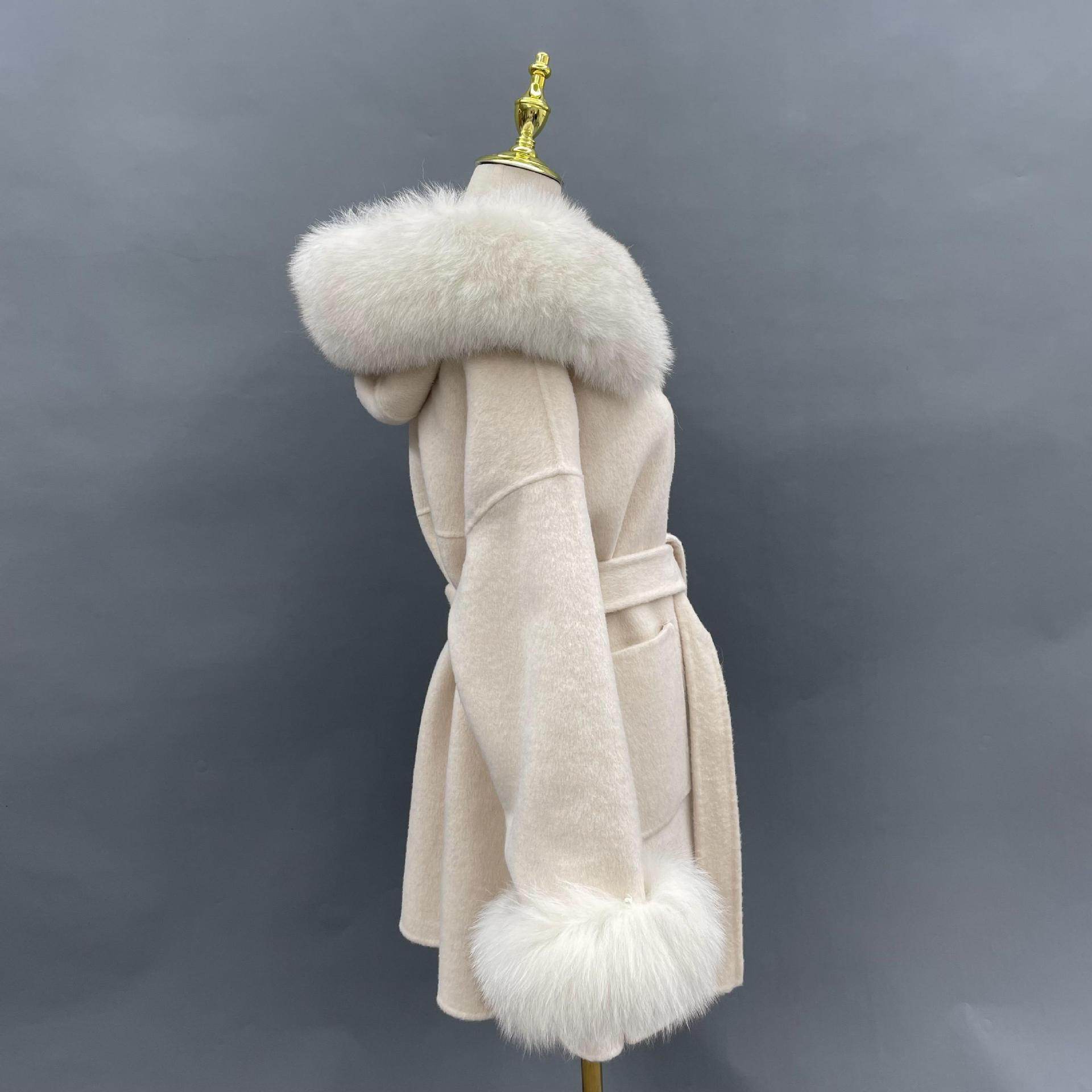 Buycenter Oversized Double-Sided Wool Coat with Fur Collar - Stylish & Warm - Buy Center