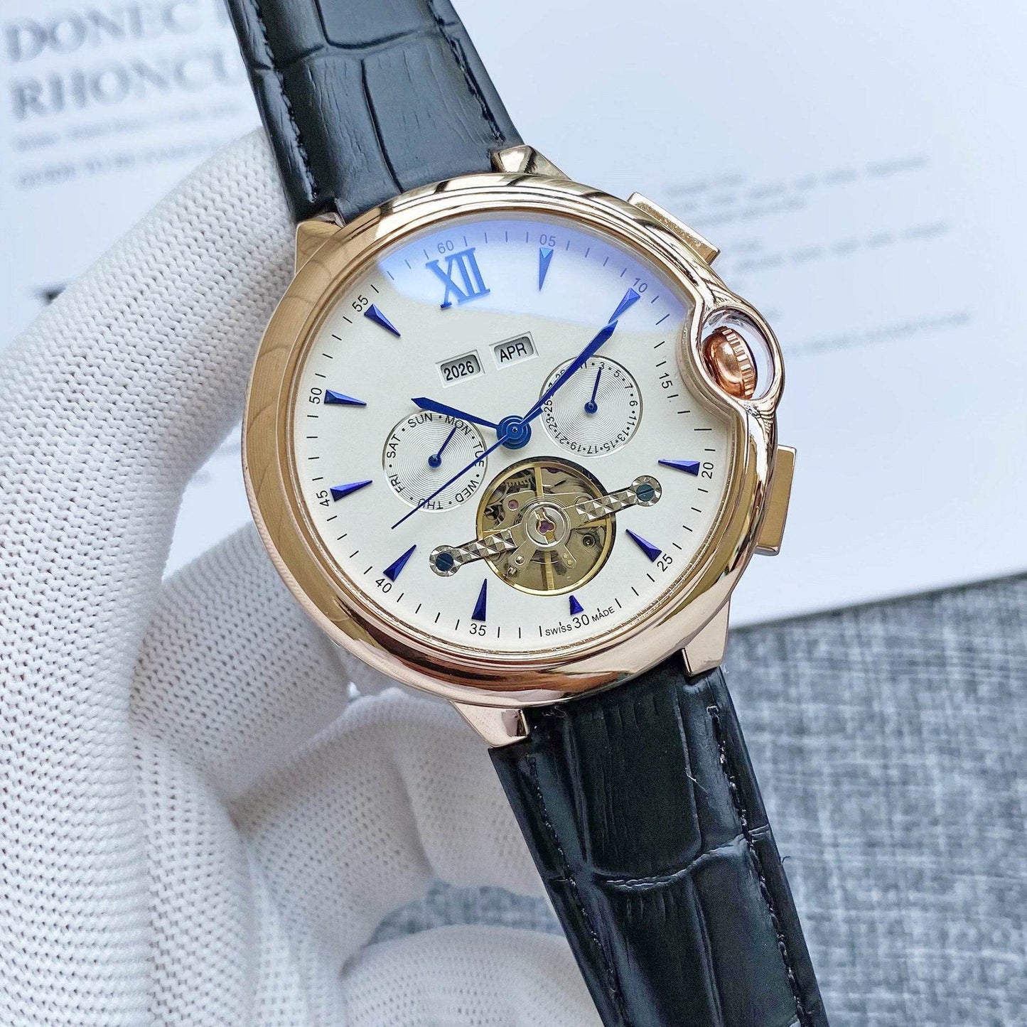 Men's Big Flywheel Automatic Watch - Elegant Tourbillon Business Style - Buy Center