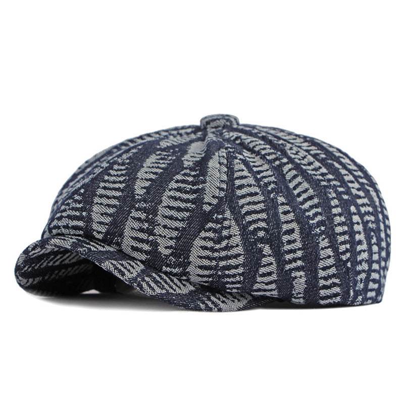 Spring & Autumn Washed Denim Beret - Stylish Octagonal Design for All Seasons - Buy Center