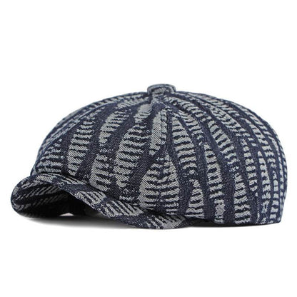 Spring & Autumn Washed Denim Beret - Stylish Octagonal Design for All Seasons - Buy Center