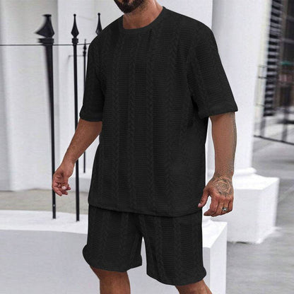 Buycenter Men's Fashion Shorts Suit - Casual Cotton Blend, Short Sleeve - Buy Center