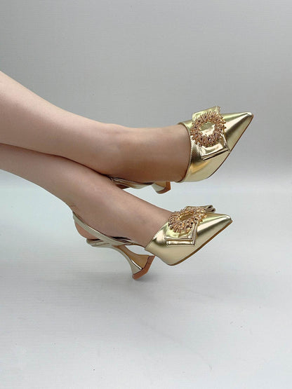 Elegant Pointed Toe High Heel Sandals - Rhinestone Stiletto Pumps - Buy Center