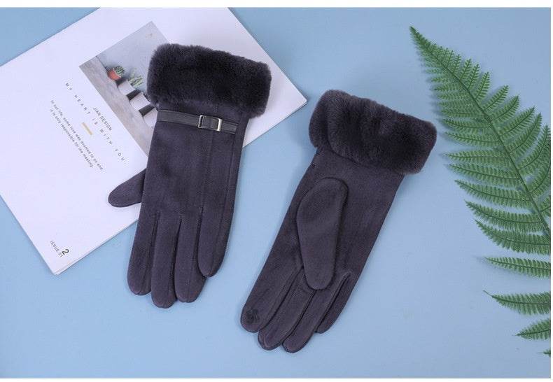 Women's Outdoor Cycling Gloves - Touch Screen, Fleece & Stylish Suede - Buy Center