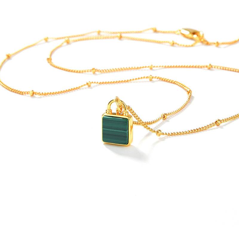 BuyCenter S925 Sterling Silver Malachite Keychain Necklace for Women - Buy Center