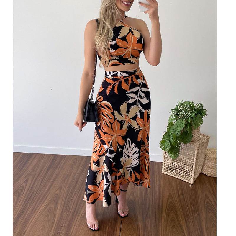 Buycenter Casual Printed Short Lace Vest Dress - High Waist, Fresh Style - Buy Center