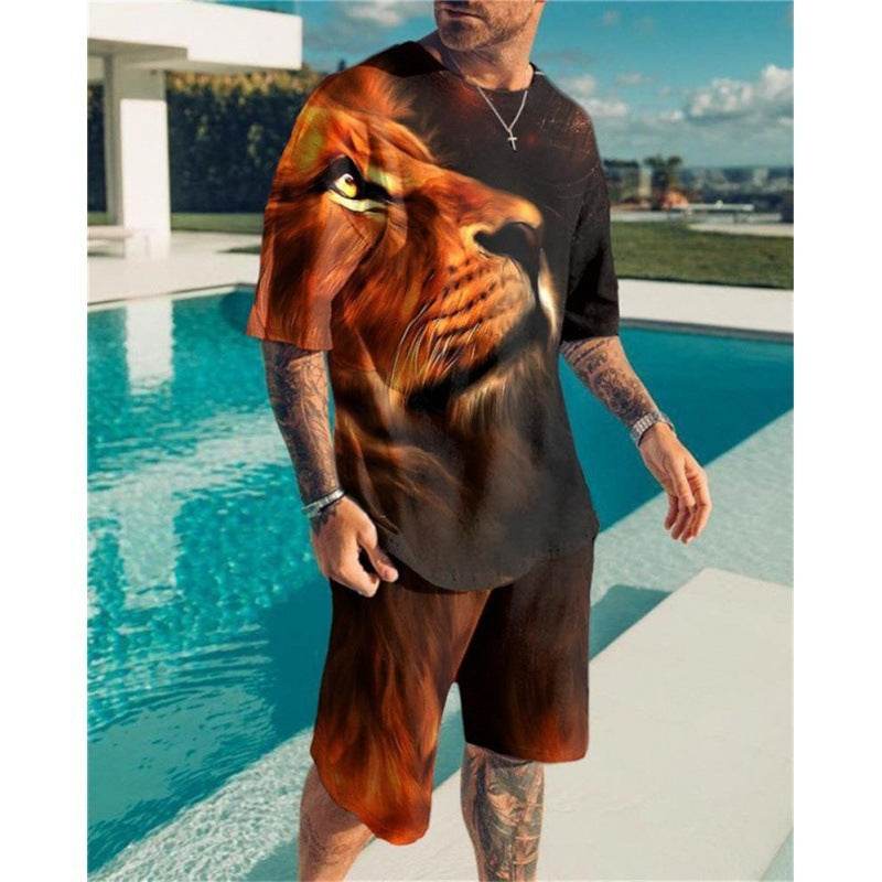 Casual Short Sleeve Leisure Set for Men - Stylish Geometric Design 2025 - Buy Center