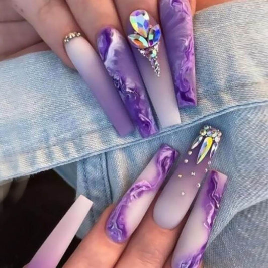 Floral Glitter Nail Set - Easy Application & Long-Lasting Shine - Buy Center