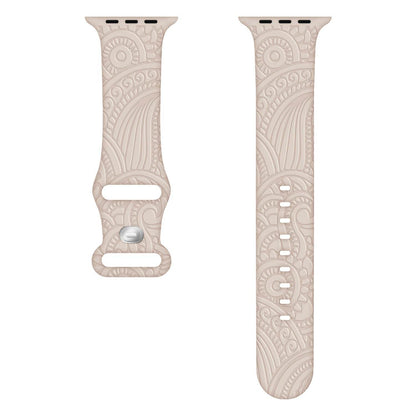 Laser Carved Silicone Strap - Cashew Print for Apple Watches 38-49mm - Buy Center