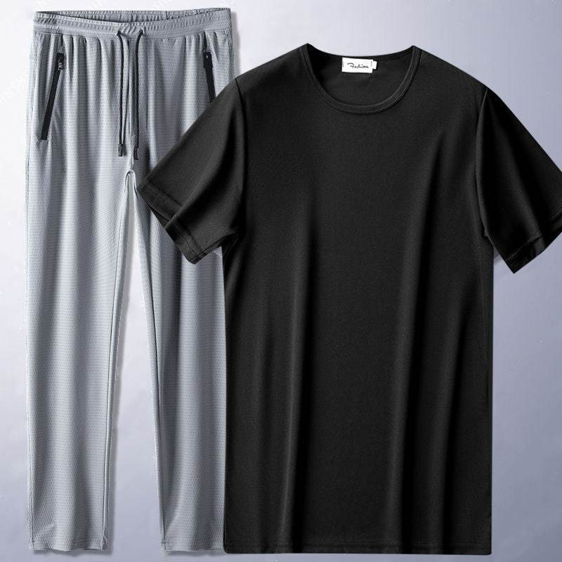 Ice Silk Short Sleeve Suit for Men - Stylish Leisurewear in Multiple Colors - Buy Center