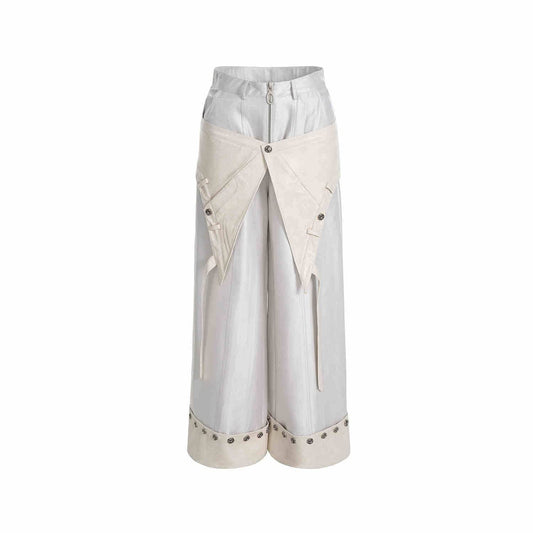 Buycenter Punk Casual Pantskirt - Mid-High Waist Straight Leg Trousers - Buy Center