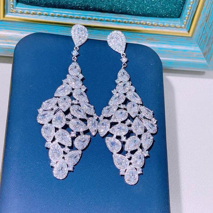 Buycenter Luxury Large Diamond Drop Earrings - Zircon Water Drop Design - Buy Center