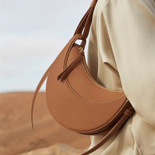 Buycenter Litchi Pattern Crescent Leather Bag - Stylish Evening Accessory - Buy Center
