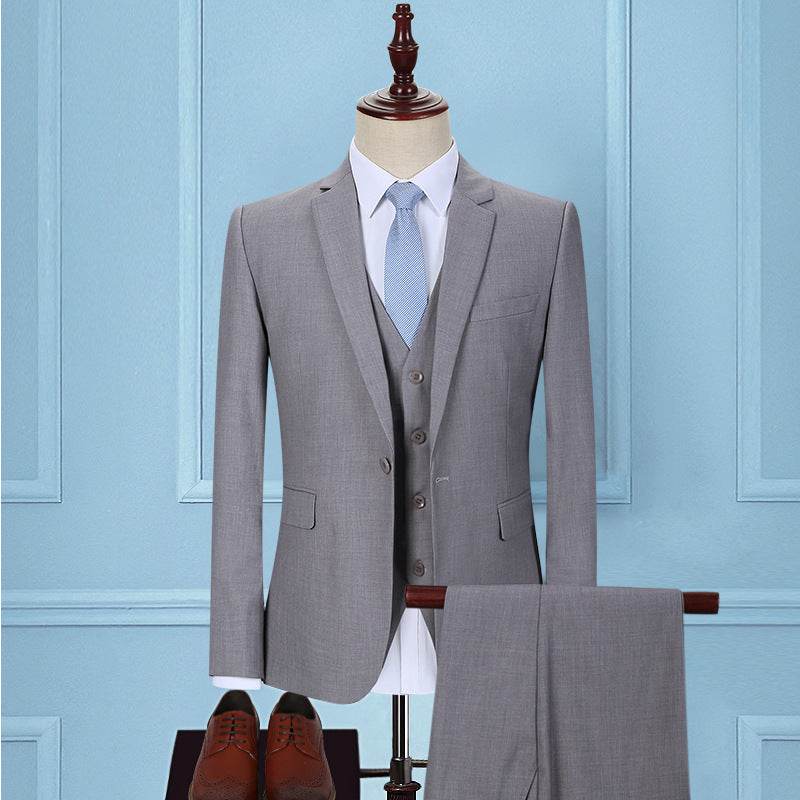 Korean Slim Fit Men's Three-Piece Suit - Dark Green Smart Business Attire - Buy Center