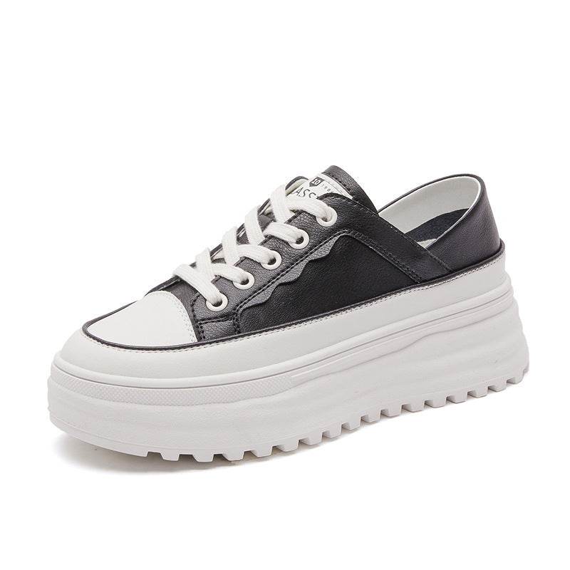 Casual Leather Platform Shoes - Stylish Low-Top with Mid Heel Women - Buy Center