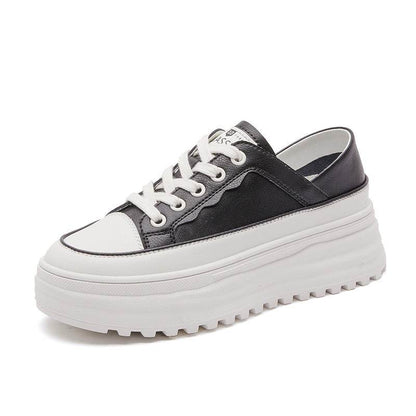 Casual Leather Platform Shoes - Stylish Low-Top with Mid Heel Women - Buy Center