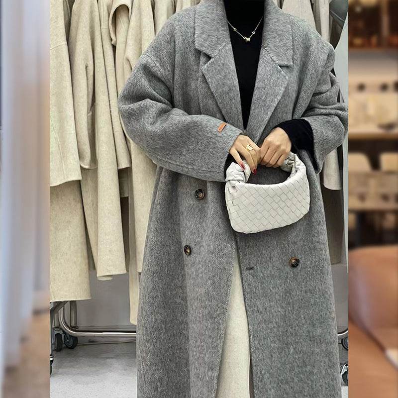 Buycenter Women's Velvet Overcoat - Double-Sided Wool Casual Style - Buy Center