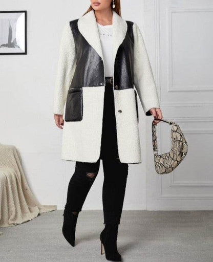 Buycenter Colorblock Faux Leather Jacket - Loose Fit Long Sleeve Style - Buy Center