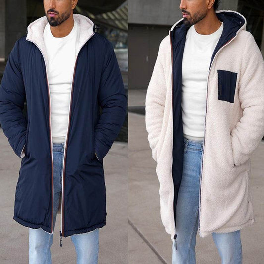 Men's Double-Sided Hooded Zipper Coat - Stylish Windbreaker for Fall/Winter - Buy Center