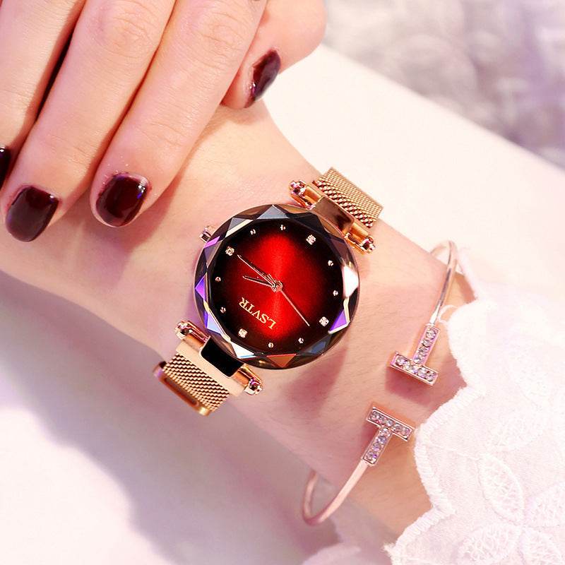 Women's Starry Quartz Watch - Sleek 8mm Lazy Magnet Strap, Stylish Design - Buy Center