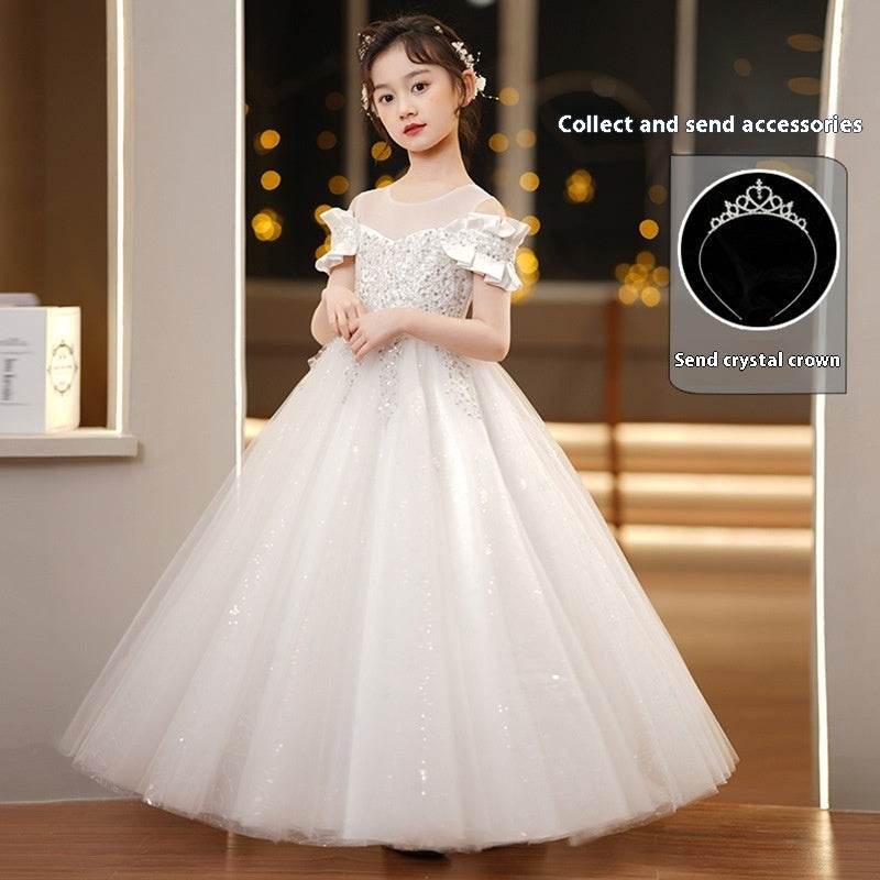 Spandex Princess Dress with Tulle Tutu & Crown for Girls - Sizes 110-160cm - Buy Center