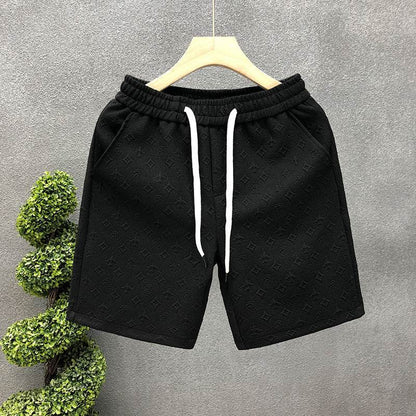 Stylish White Jacquard Shorts for Men - Comfortable Polyester Casual Wear - Buy Center