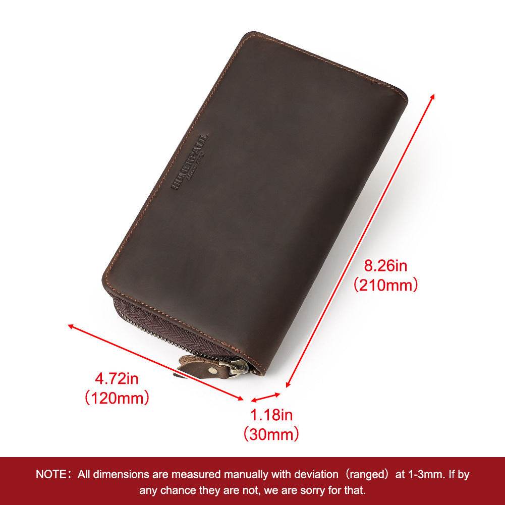 Vintage Cowhide Leather Wallet - Zipper & Multiple Card Slots for Men - Buy Center