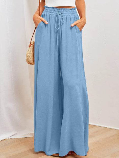 Stylish Printed Wide-leg Trousers - Comfortable Spandex Pants for All Sizes - Buy Center