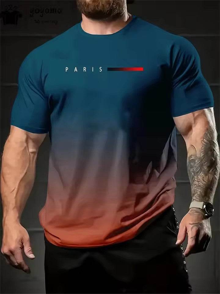 Buycenter 3D Printed Gradient Color Slogan T-Shirt for Men - Summer Style - Buy Center