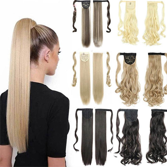 Long Straight Clip In Ponytail Extension - Heat Resistant, 22 Inches - Buy Center
