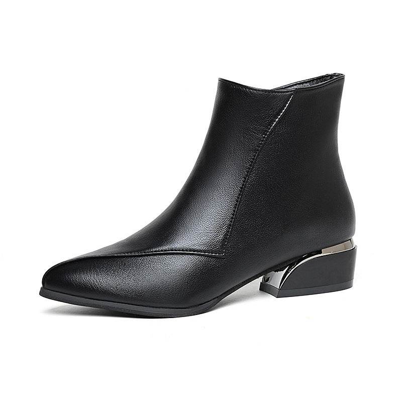 Buycenter Women's Chunky Heel Martin Boots - Stylish & Warm for Winter - Buy Center