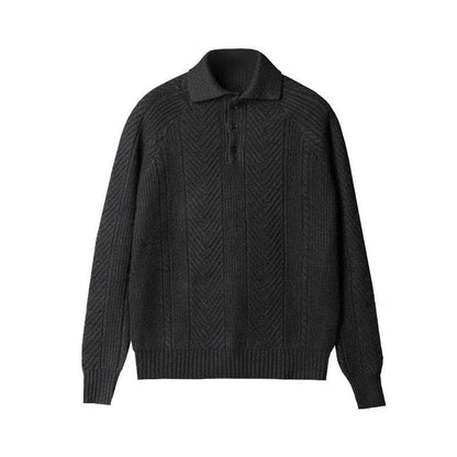 Buycenter Men's Thickened Warm Base Sweater - Stand Collar, Long Sleeve - Buy Center