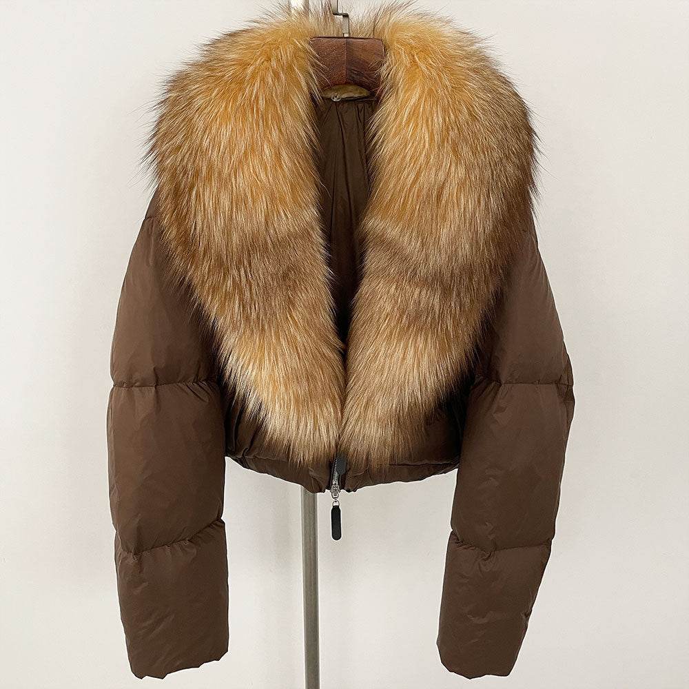 Luxurious Fox Fur Collar Down Jacket - Thick Stylish Coat for Women - Buy Center