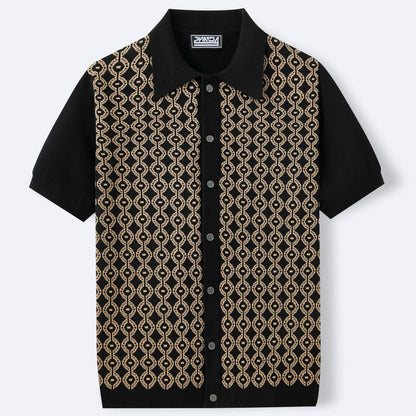 Summer Tencel Cardigan for Men - Short Sleeve Lapel Jacquard Style - Buy Center