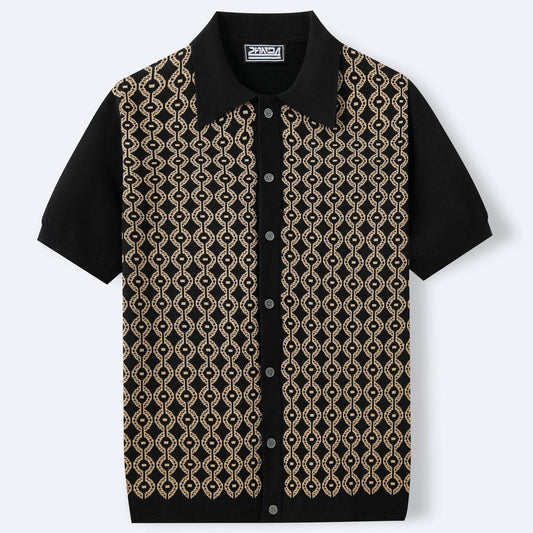 Summer Tencel Cardigan for Men - Short Sleeve Lapel Jacquard Style - Buy Center