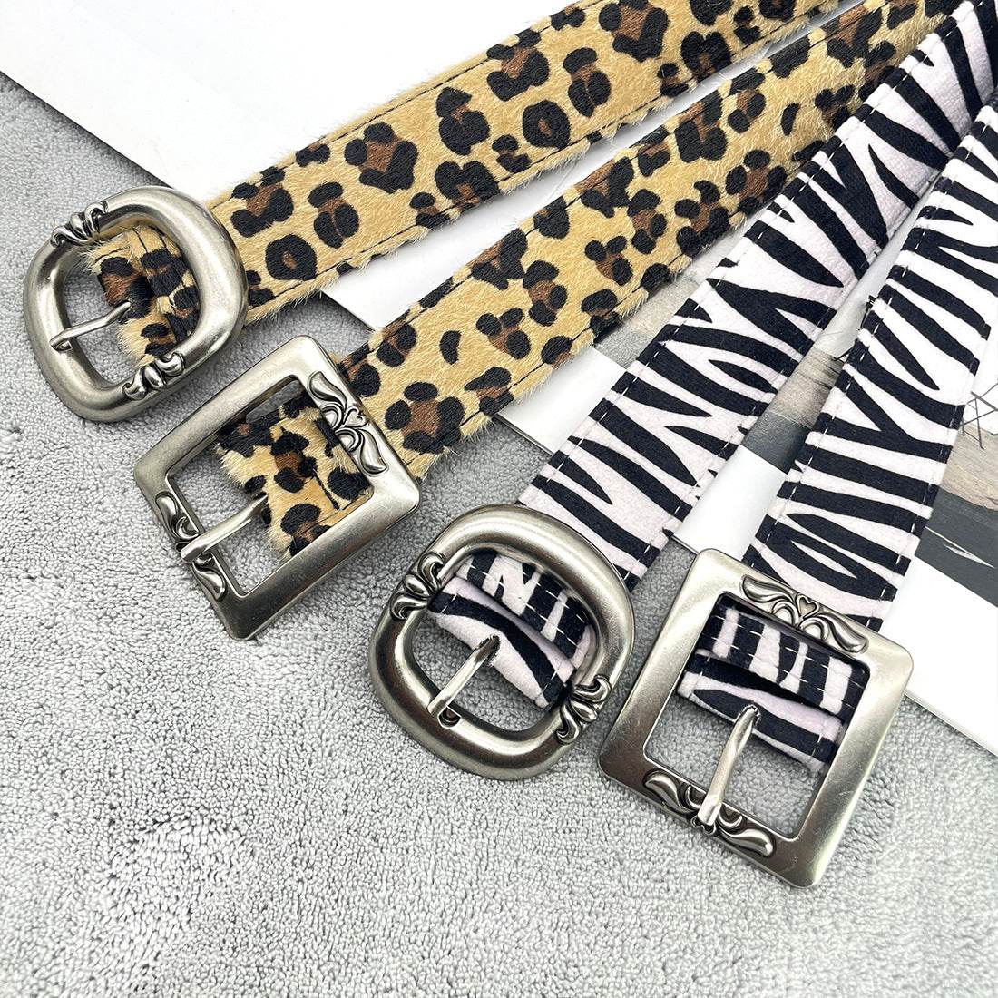 Stylish Leopard & Snake Print Belt - Trendy PU Leather Accessory 2025 - Buy Center