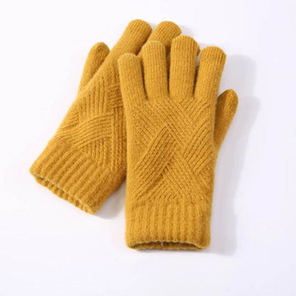 Autumn & Winter Fleece-Lined Knitting Gloves - Double Layer Warmth - Buy Center