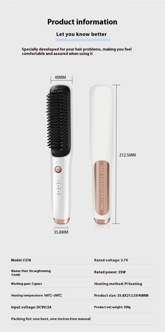 Dual-Use Wireless Straight Comb - Curler & Straightener in 5 Colors - Buy Center