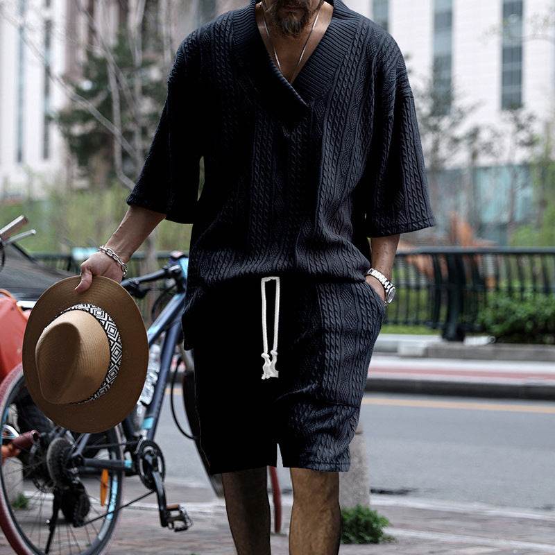 Buycenter Men's Casual Loose Knitwear Shorts Suit - Stylish & Comfortable - Buy Center