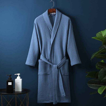 Pure Cotton Bathrobe - Long Waffle Nightgown for Men & Women 2025