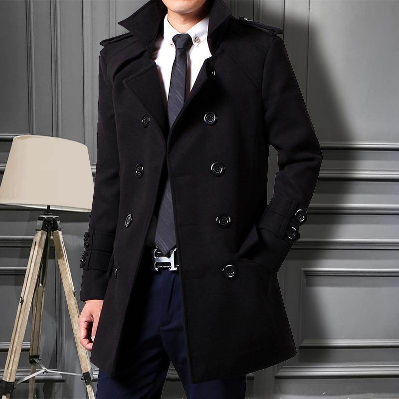 Men's Slim Fit Korean Duster Coat - Stylish Wool Blend Fashion 2025 - Buy Center