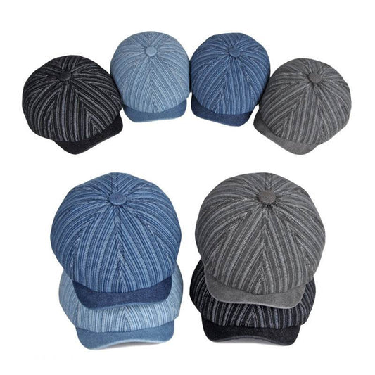 Spring & Autumn Washed Denim Beret - Stylish Octagonal Design for All Seasons - Buy Center
