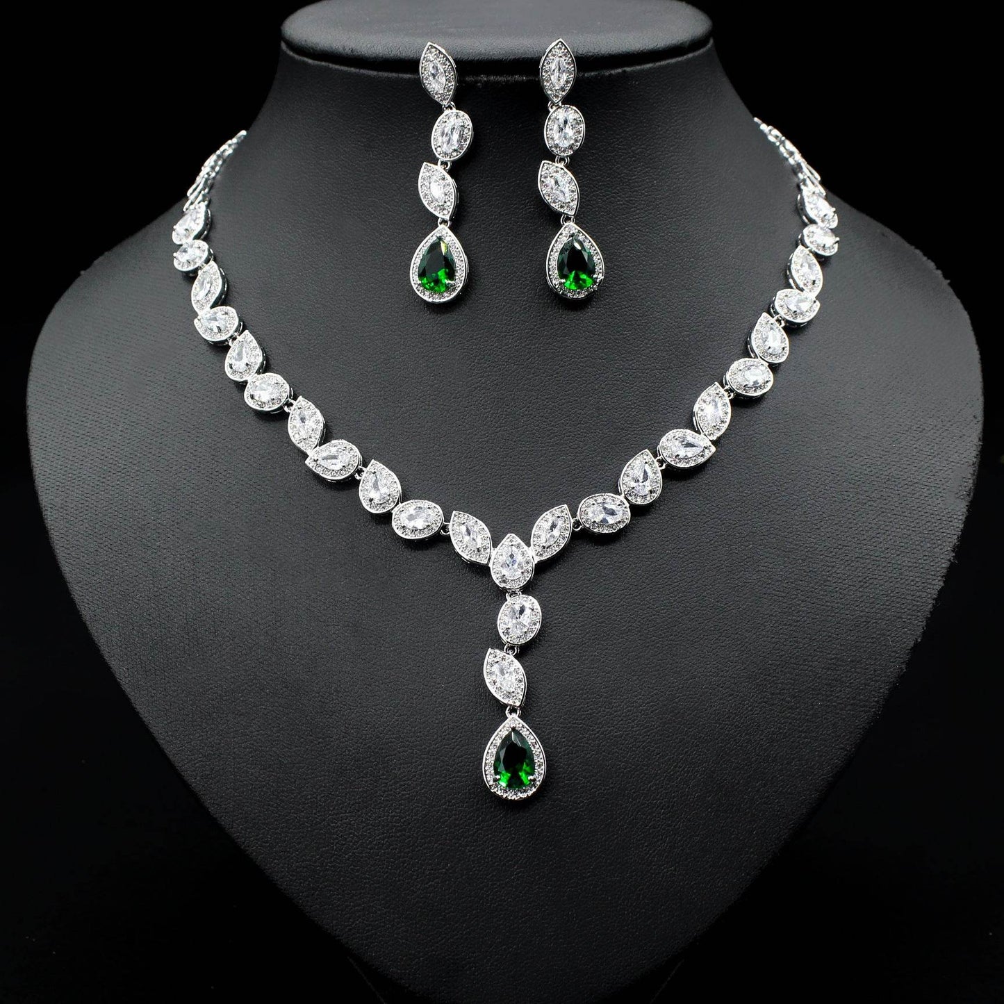 Colorful Zircon Wedding Jewelry Set - Elegant Necklace & Earrings 2025 - Buy Center