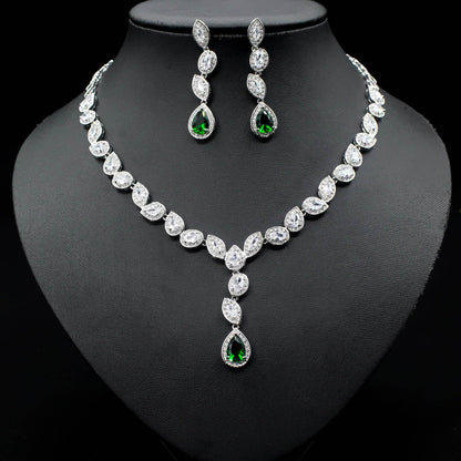 Colorful Zircon Wedding Jewelry Set - Elegant Necklace & Earrings 2025 - Buy Center