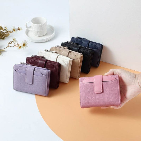 Women's Solid Color Leather Wallet - Stylish, Compact & Durable Accessory - Buy Center