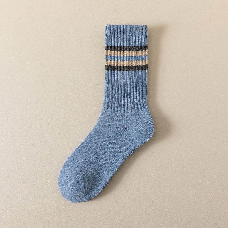 Men's Fleece-Lined Cotton Sports Stockings - Stripes & Plaid Patterns - Buy Center
