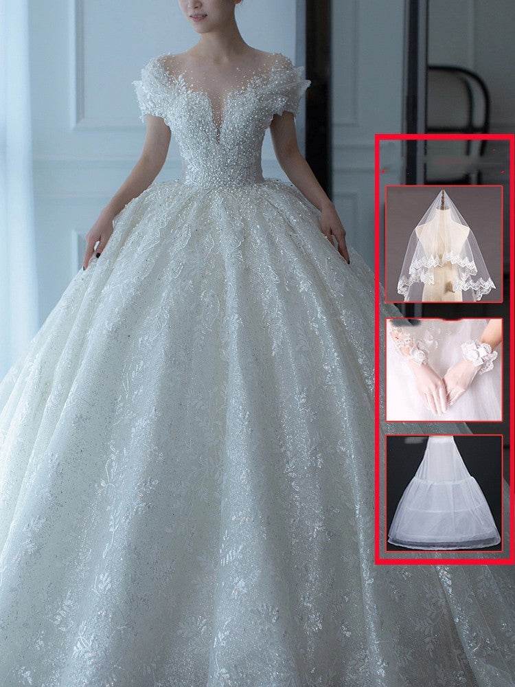 Off-Shoulder French Wedding Dress - Elegant Lace Cocktail Gown for Brides - Buy Center