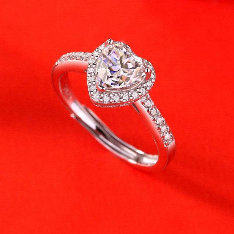 Buy Center Women's Heart-Shaped Moissanite Ring - Adjustable Copper Design - Buy Center