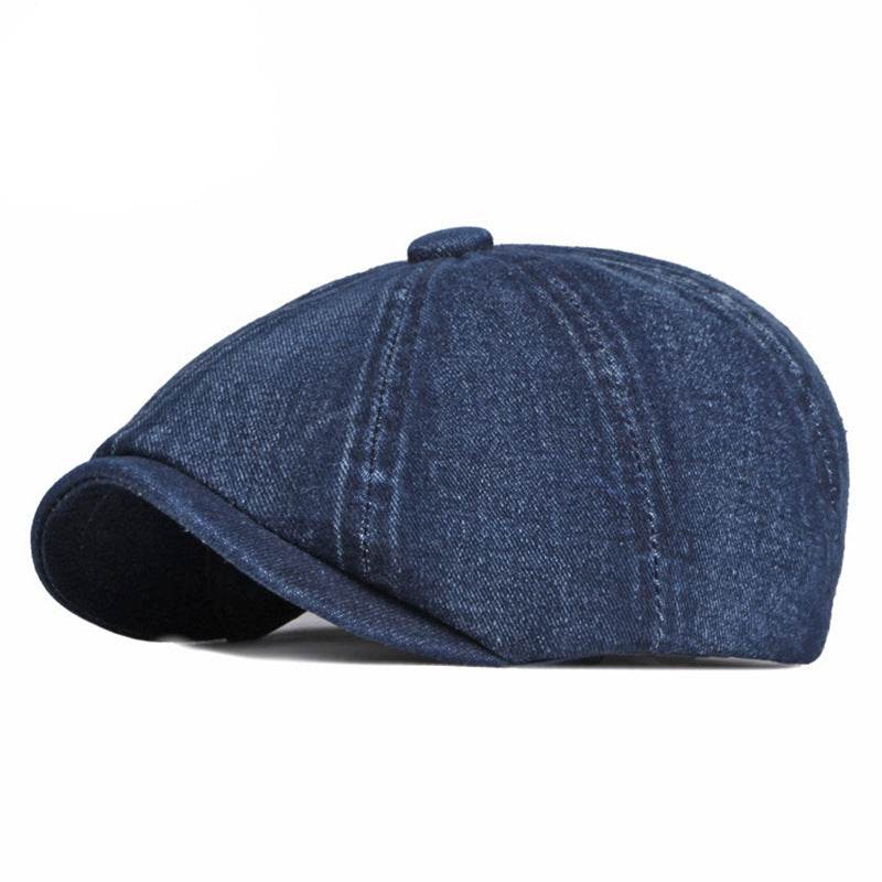 Spring & Autumn Washed Denim Beret - Stylish Octagonal Design for All Seasons - Buy Center
