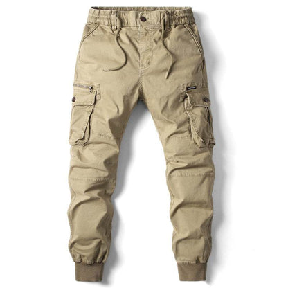 Solid Color Men's Cargo Pants - Multi-Pocket Ankle Style for Comfort - Buy Center